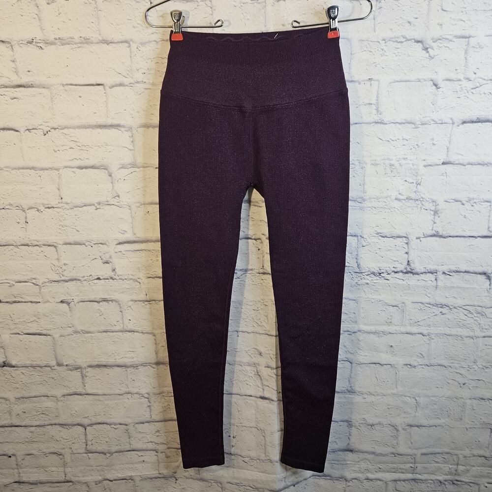 Spiritual Gangster Leggings Womens M/L High Waisted Purple Glitter Stretch